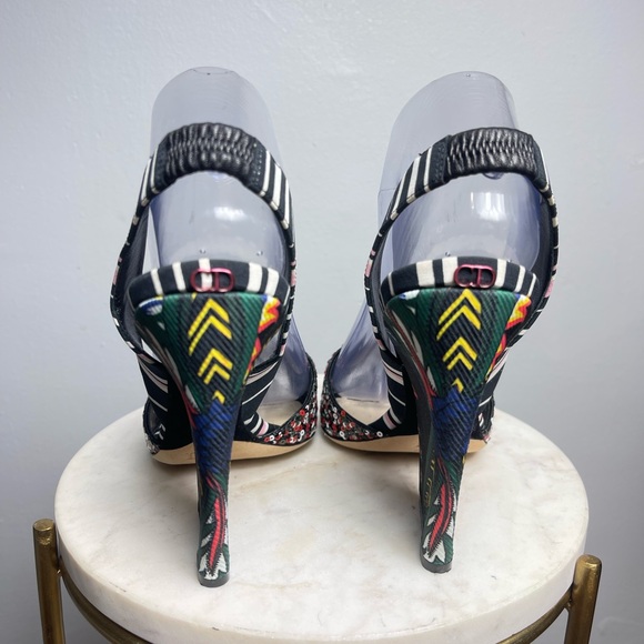 Dior Multicolor Sequins and Fabric Open Toe Slingback Sandals - Picture 4 of 6